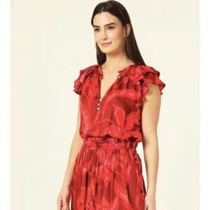 Omika Wilora Top Lia Macaw Flutter Sleeve Size Medium